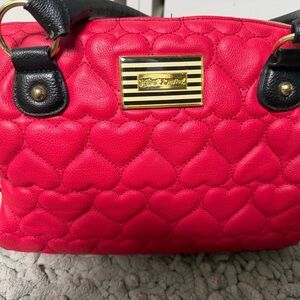 Betsey Johnson Pink Quilted Heart Shoulder Bag
